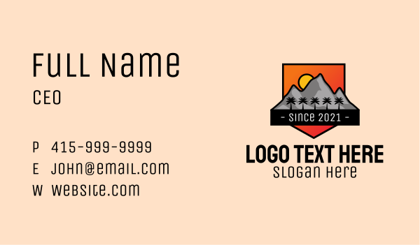 Tropical Mountain Badge Business Card Design Image Preview