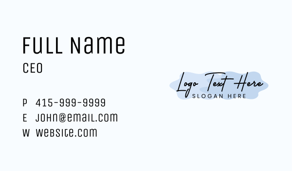 Handwritten Cursive Wordmark Business Card Design Image Preview