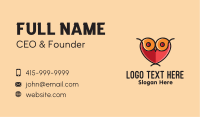 Heart Owl Bird  Business Card Design