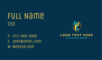 Electricity Bolt Human Business Card Image Preview