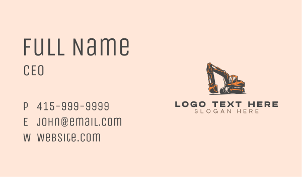 Excavator Heavy Machinery Business Card Design Image Preview