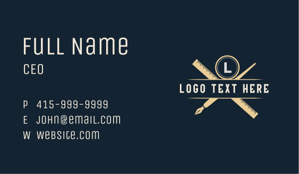 Calligraphy Pen Ruler Business Card Design Image Preview