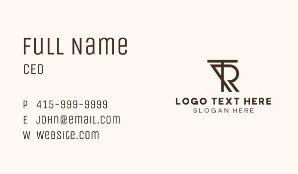 Realty T & R Monogram Business Card Design Image Preview