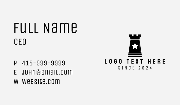 Black Chess Rook  Business Card Design Image Preview