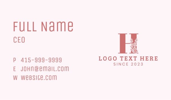 Floral Letter H Business Card Design Image Preview