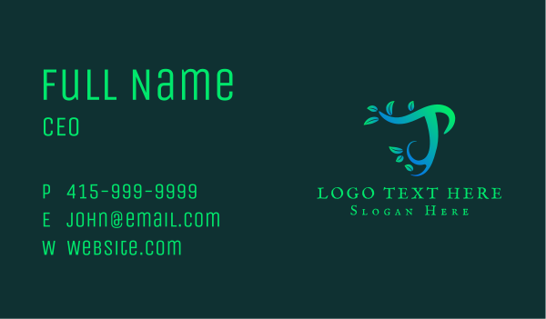 Natural Leaf Letter T Business Card Design Image Preview