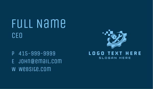 Piston Wrench Pixel Business Card Design Image Preview