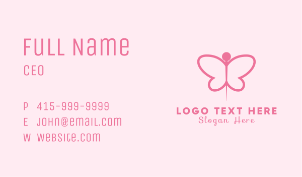 Pink Butterfly Needle Business Card Design Image Preview