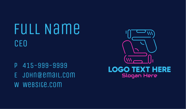 Neon Toy Gun Blasters Business Card Design Image Preview