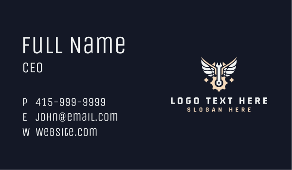 Gear Wings Wrench Mechanic Business Card Design Image Preview