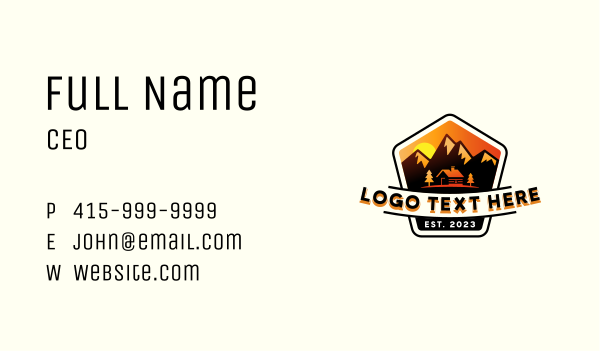 Mountain Cabin Adventure Business Card Design Image Preview