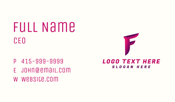 Gradient Modern Letter F Business Card Design Image Preview