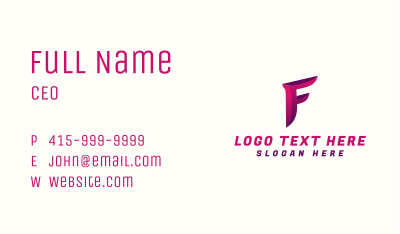 Gradient Modern Letter F Business Card Image Preview