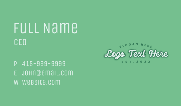 Generic Green Cursive Business Card Design Image Preview