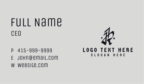 Black Gothic Letter K Business Card Design Image Preview