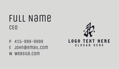 Black Gothic Letter K Business Card Image Preview