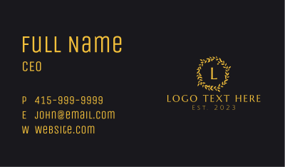 Elegant Luxury Golden Wreath Business Card Image Preview