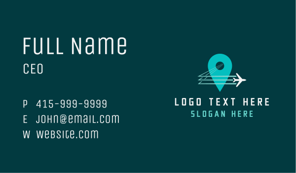 Airplane Location Pin Business Card Design Image Preview