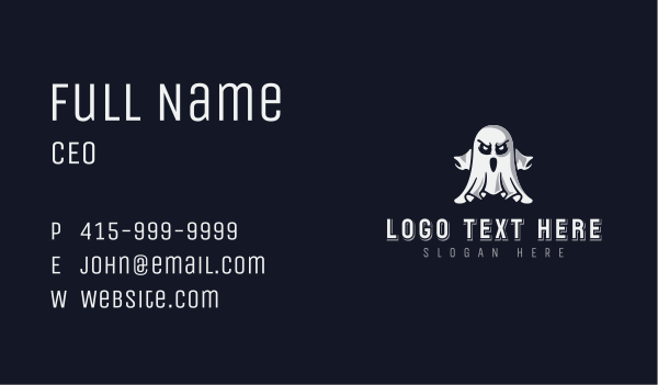 Scary Ghost Halloween Business Card Design Image Preview