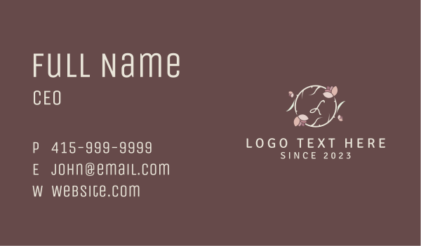 Floral Emblem Letter  Business Card Design Image Preview