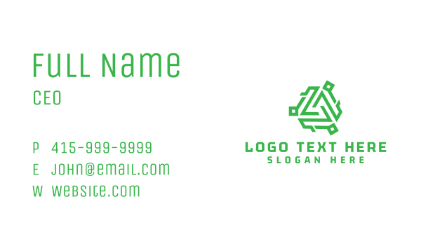 Tech Green Monogram Business Card Design Image Preview