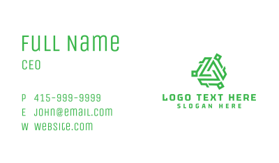 Tech Green Monogram Business Card Image Preview