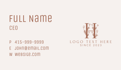 Organic Flower Letter H Business Card Image Preview