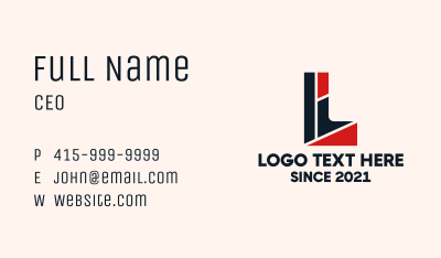 Letter L Company Business Card