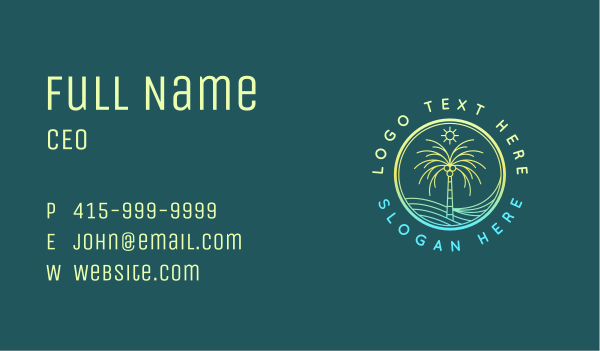 Ocean Beach Tree Business Card Design Image Preview