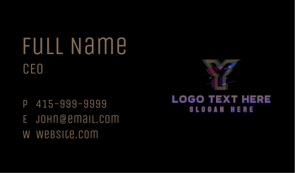 Gradient Glitch Letter Y Business Card Design Image Preview