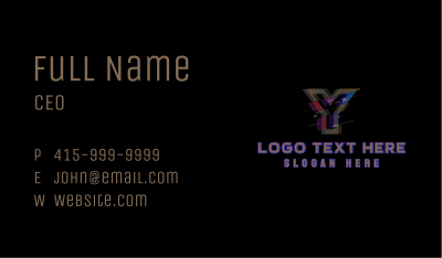 Gradient Glitch Letter Y Business Card Image Preview