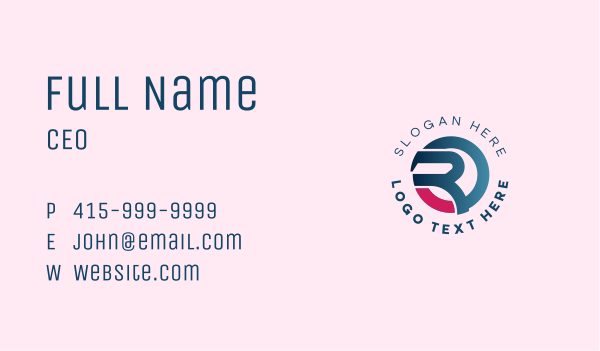 Blue Circle Letter R Business Card Design Image Preview