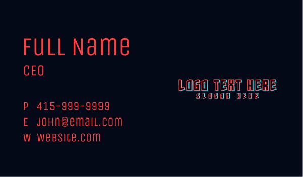 Gaming Glitch Wordmark Business Card Design Image Preview