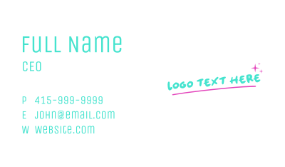 Colorful Fun Wordmark Business Card Image Preview