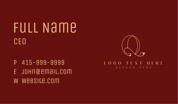Premium Classic Letter Q Business Card Design Image Preview