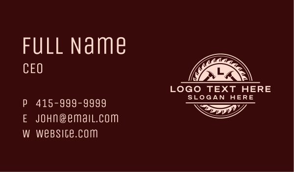 Saw Hammer Carpentry Business Card Design Image Preview