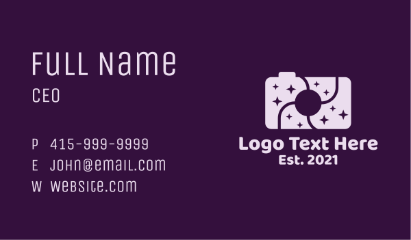 Purple Space Camera Business Card Design Image Preview
