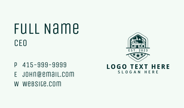 Green Cabin Roofing Business Card Design Image Preview