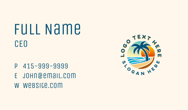 Beach Summer Vacation Business Card Design Image Preview