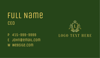 Gold Deluxe Shield Lettermark Business Card Image Preview