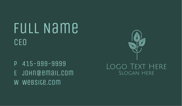 Blue Leaf Monoline Business Card Design Image Preview