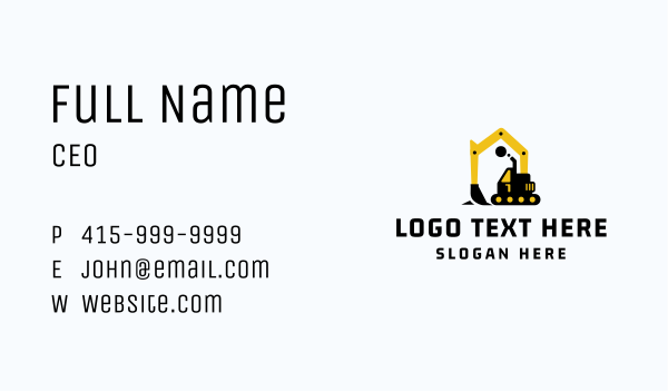 Excavator Machine House Business Card Design Image Preview