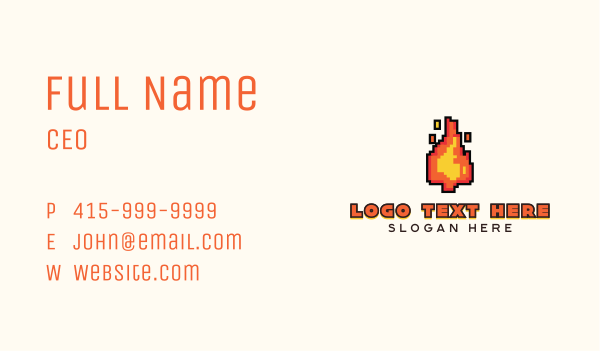 Pixel Fire Streamer Business Card Design Image Preview