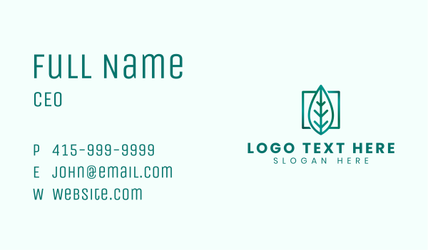 Geometric Eco Leaf  Business Card Design Image Preview