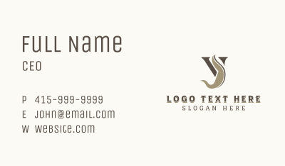 Feminine Swoosh Letter Y Business Card Image Preview