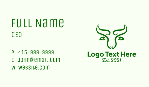 Green Nature Bull Business Card Design Image Preview