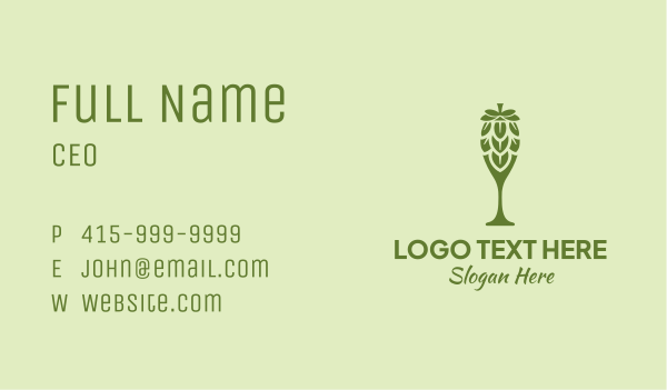 Green Hops Wine Glass Business Card Design Image Preview