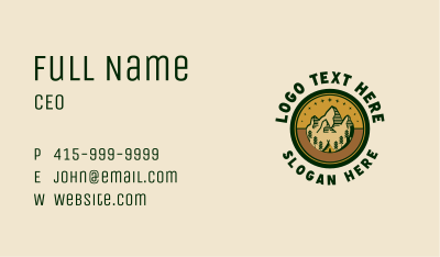 Camping Mountain Reserve Park Business Card