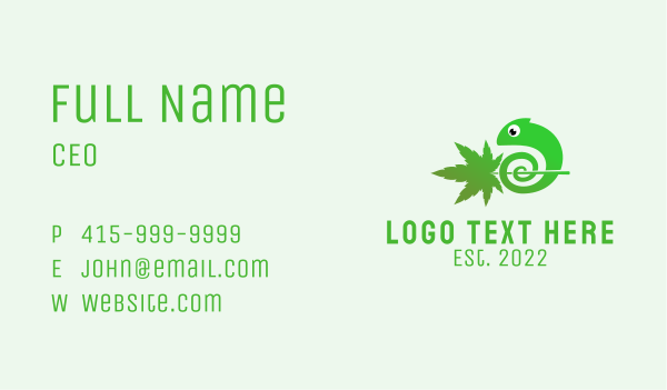 Green Chameleon Cannabis  Business Card Design Image Preview