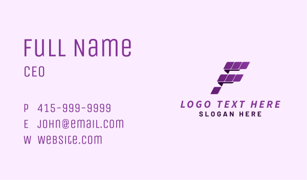 Pixel Digital Letter F Business Card Design Image Preview